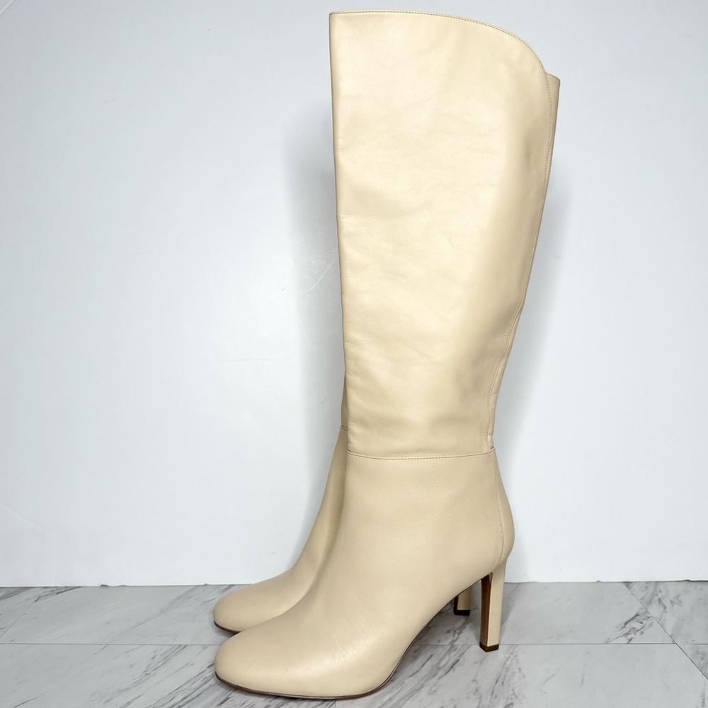 Sam Edelman Shauna Eggshell Leather Tall Heeled Boot 10 1/2 M